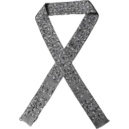 Men Gray Bee Silk Skinny Twilly Foulard Scarf