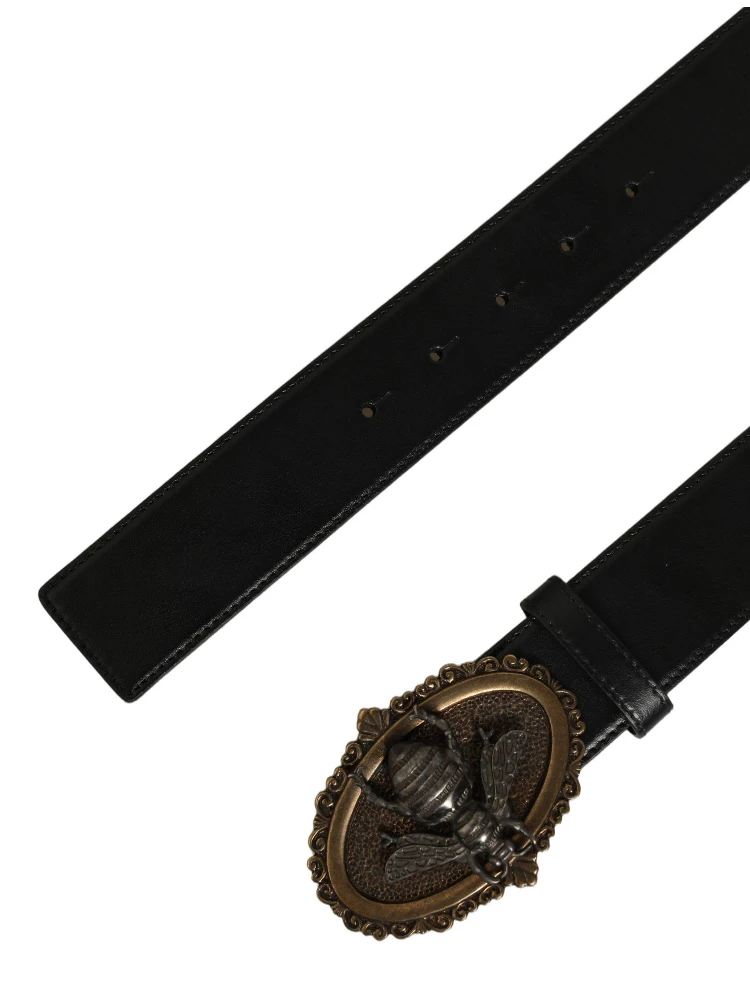 Black Leather Bee Accent Metal Buckle Belt alternative