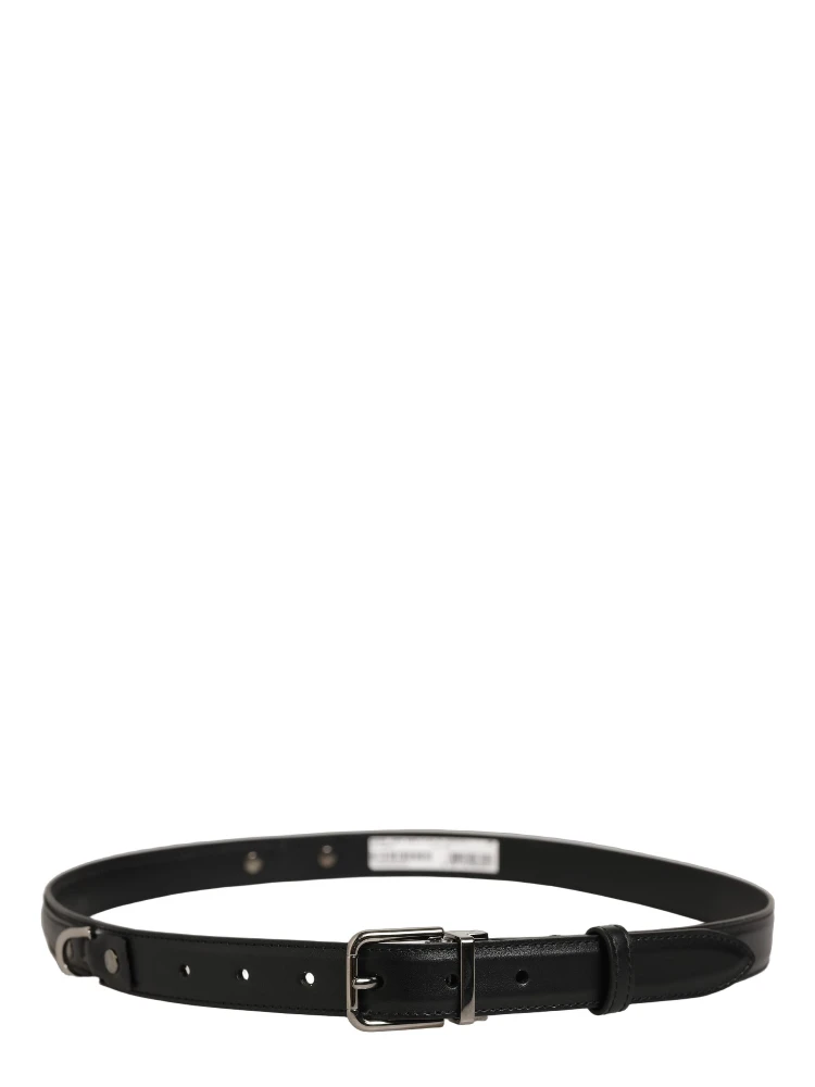 Black Leather Silver Tone Metal Buckle Belt alternative