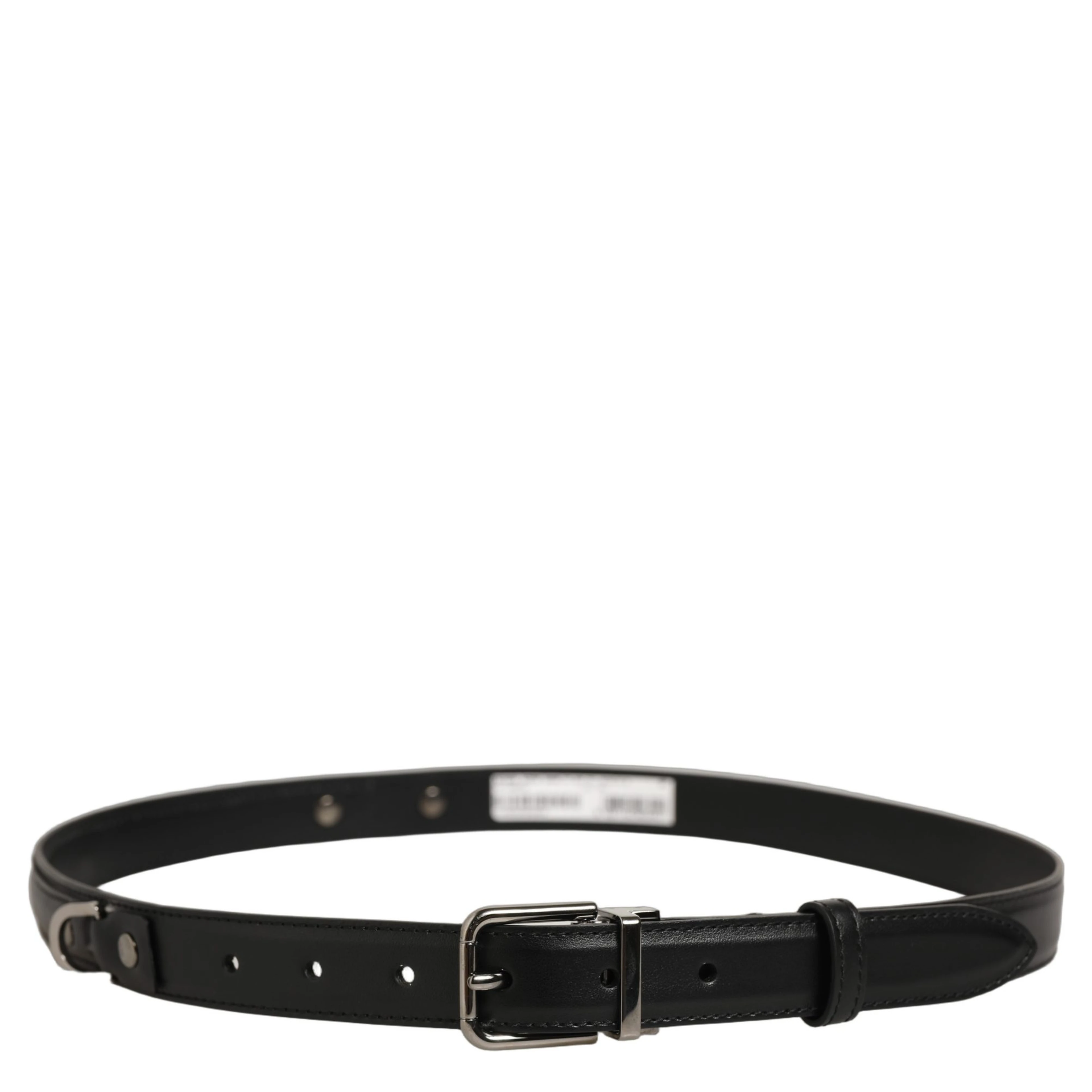 Black Leather Silver Tone Metal Buckle Belt