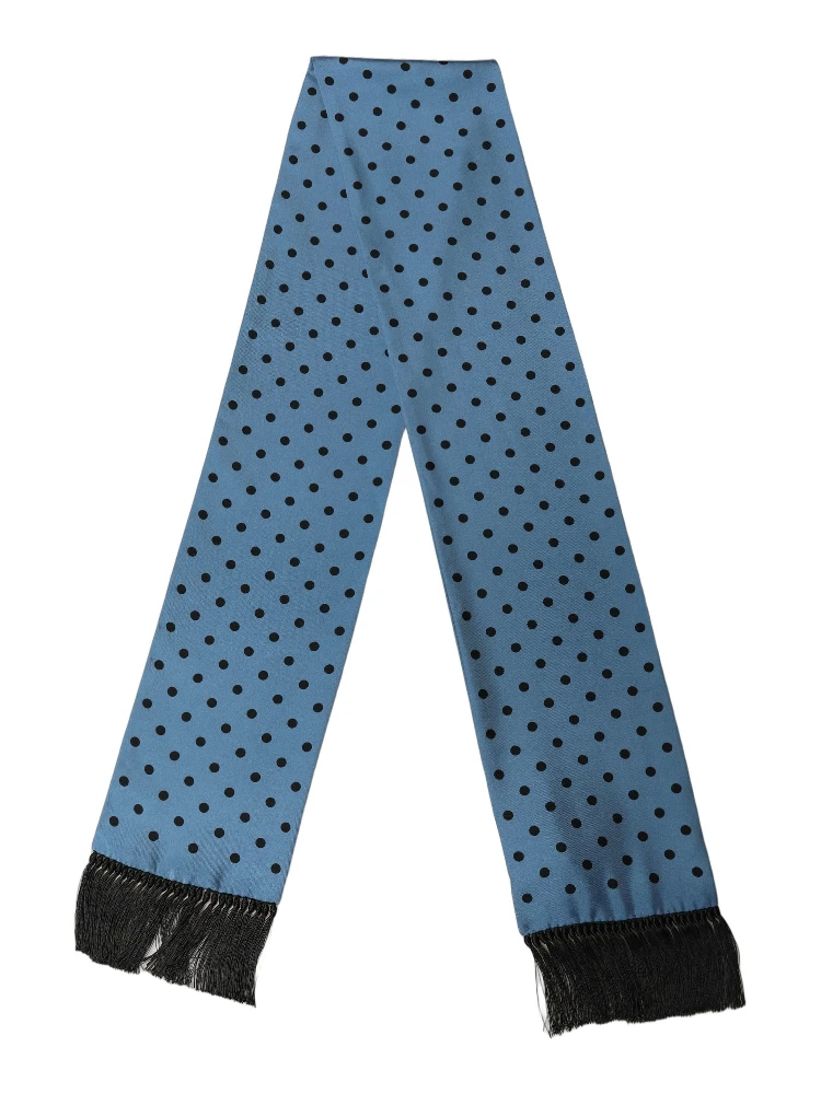 Blue Polka Dot Silk Fringed Lace Stole Scarf alternative