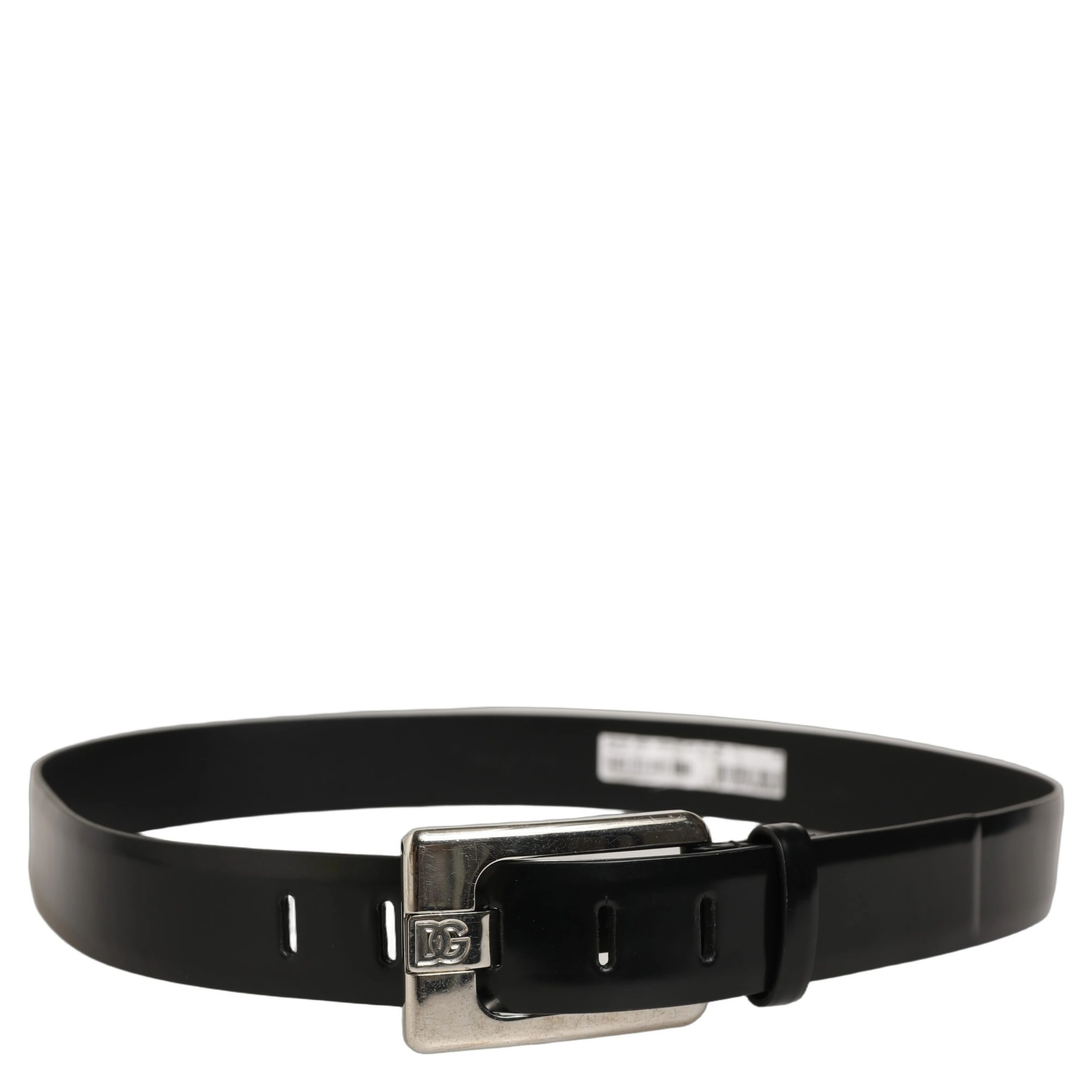 Black Leather Silver Tone Metal Buckle Belt