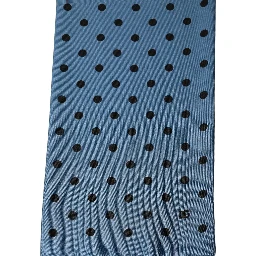 Blue Polka Dot Silk Fringed Lace Stole Scarf