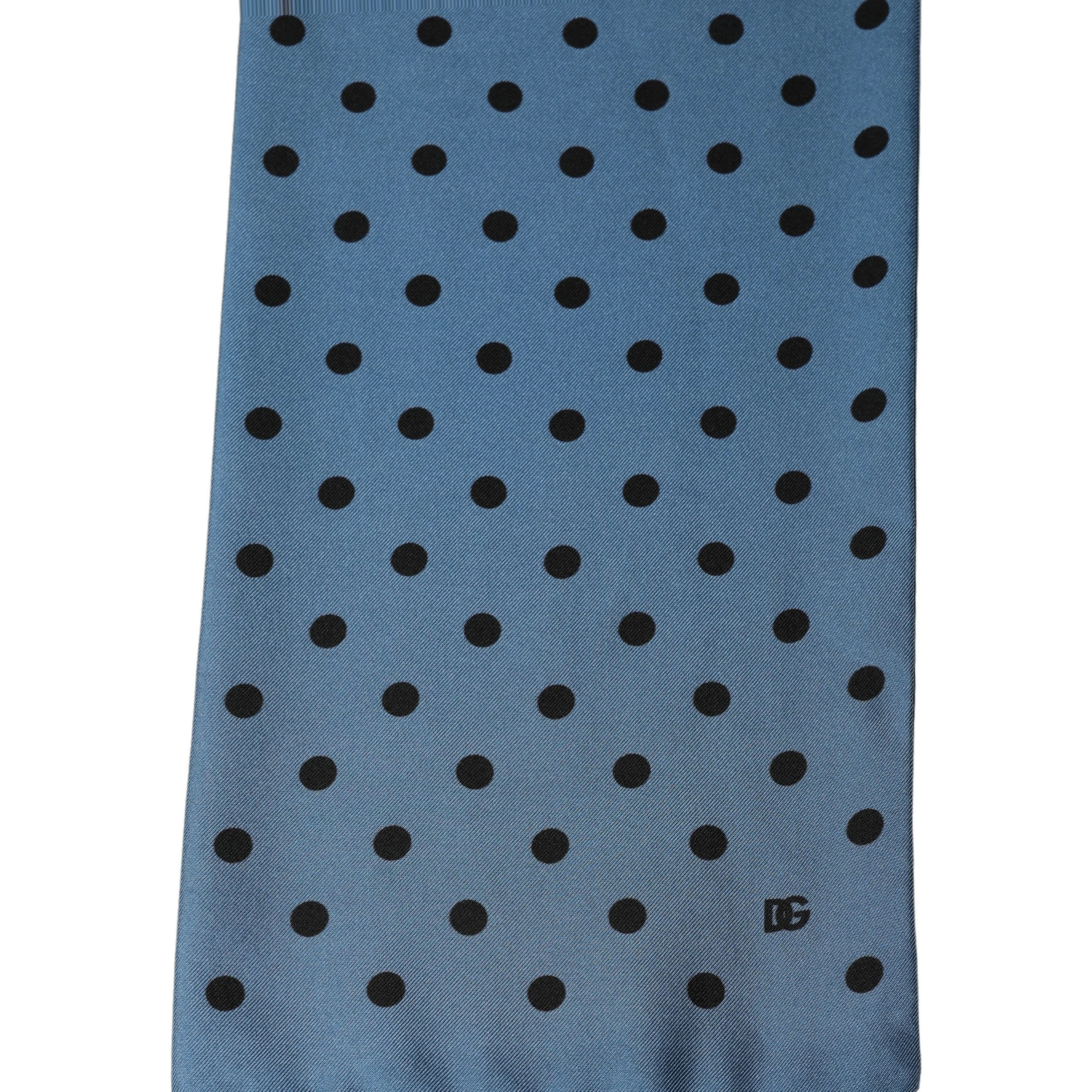 Blue Polka Dot Silk Fringed Lace Stole Scarf