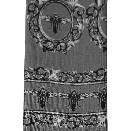 Men Gray Bee Silk Skinny Twilly Foulard Scarf
