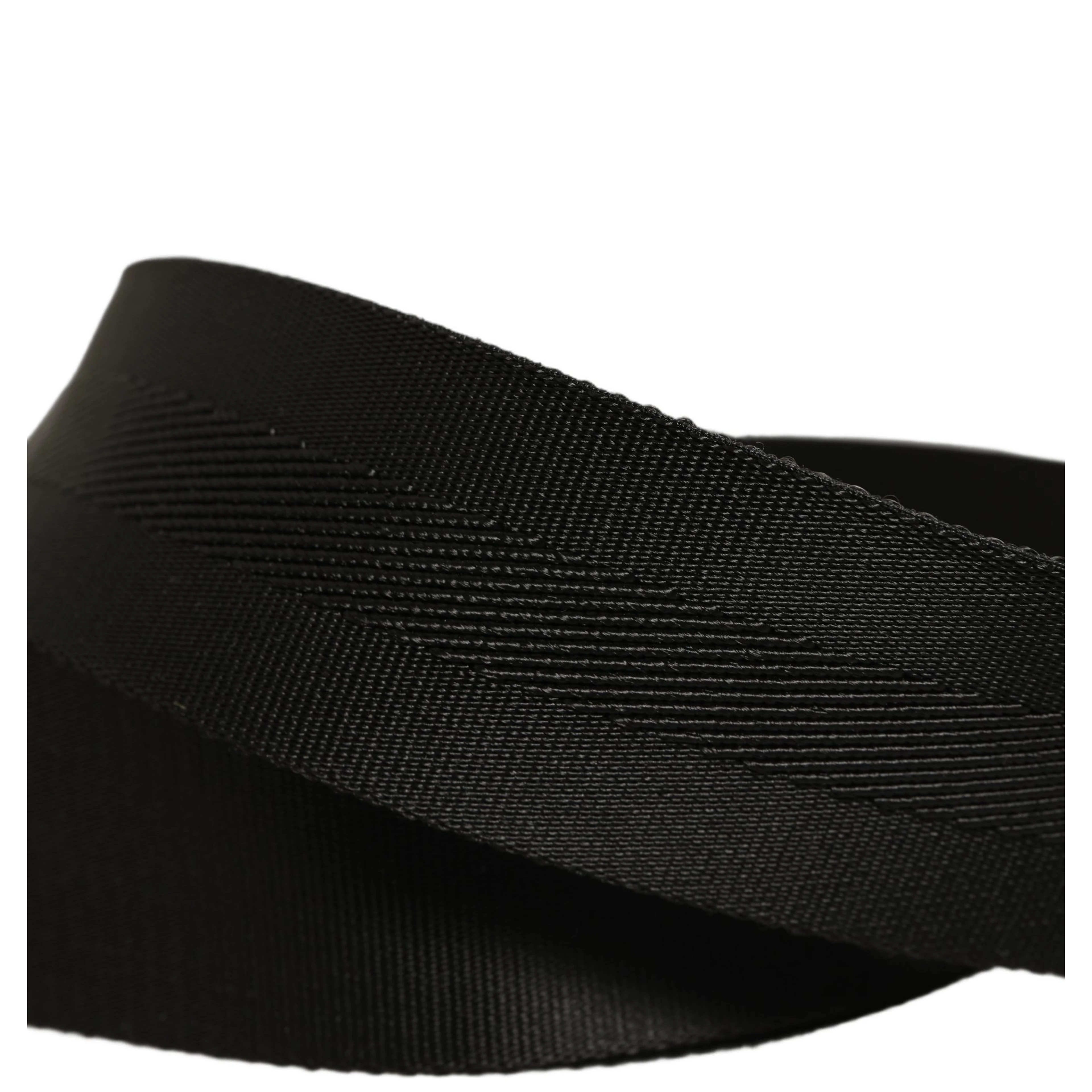 Men Black Fabric Strap Logo Metal Buckle Belt