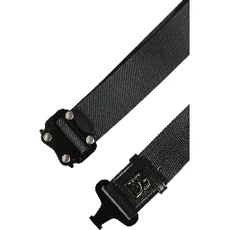 Men Gray Fabric Strap Logo Metal Buckle Belt