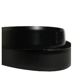 Black Leather Silver Tone Metal Buckle Belt