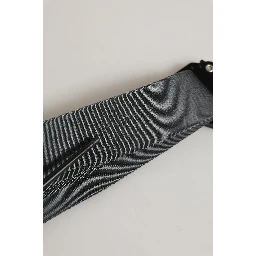 Men Gray Fabric Strap Logo Metal Buckle Belt