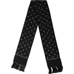 Black Silk DG Logo Men Fringed Shawl Scarf