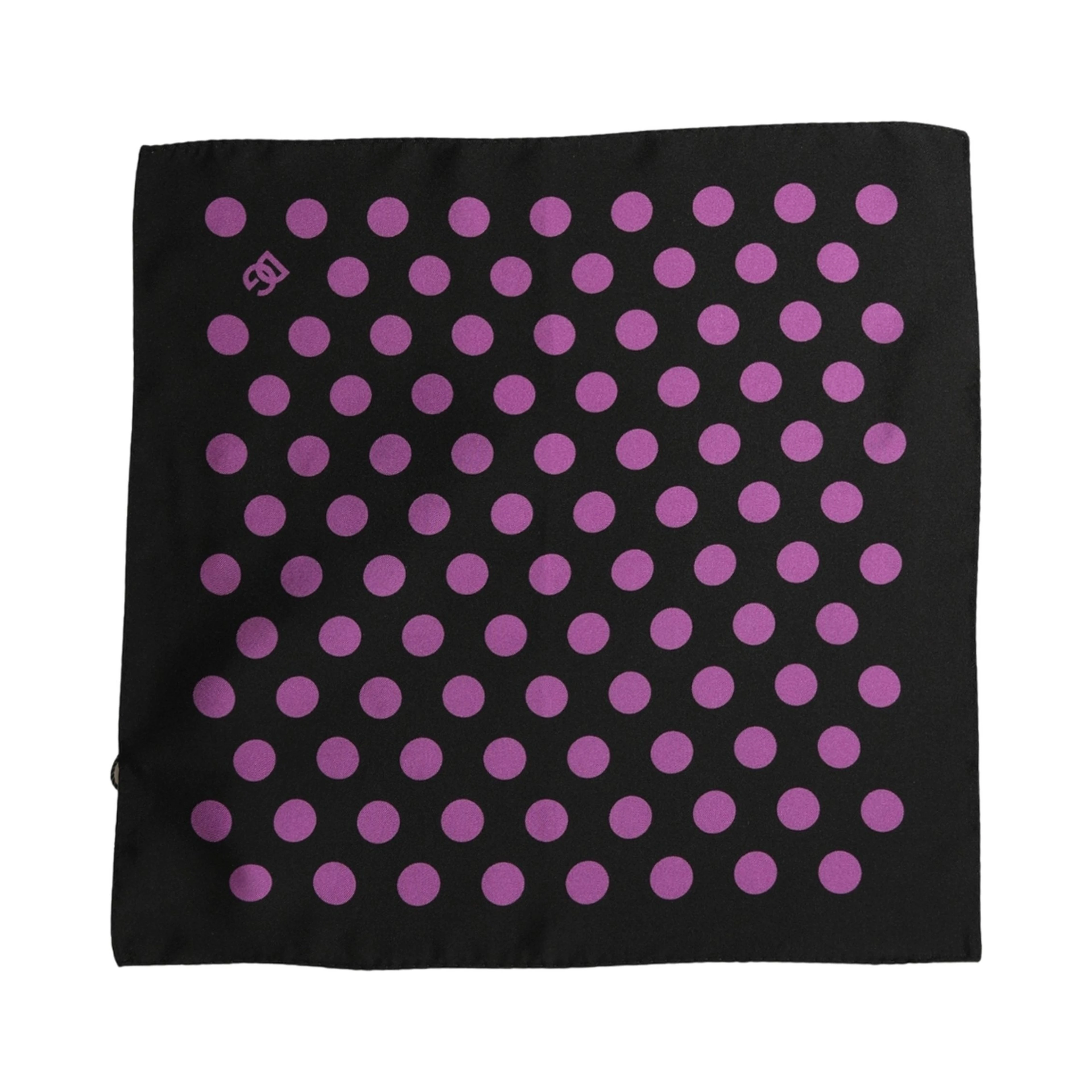 Purple Black Polka Dot Square Foulard Scarf