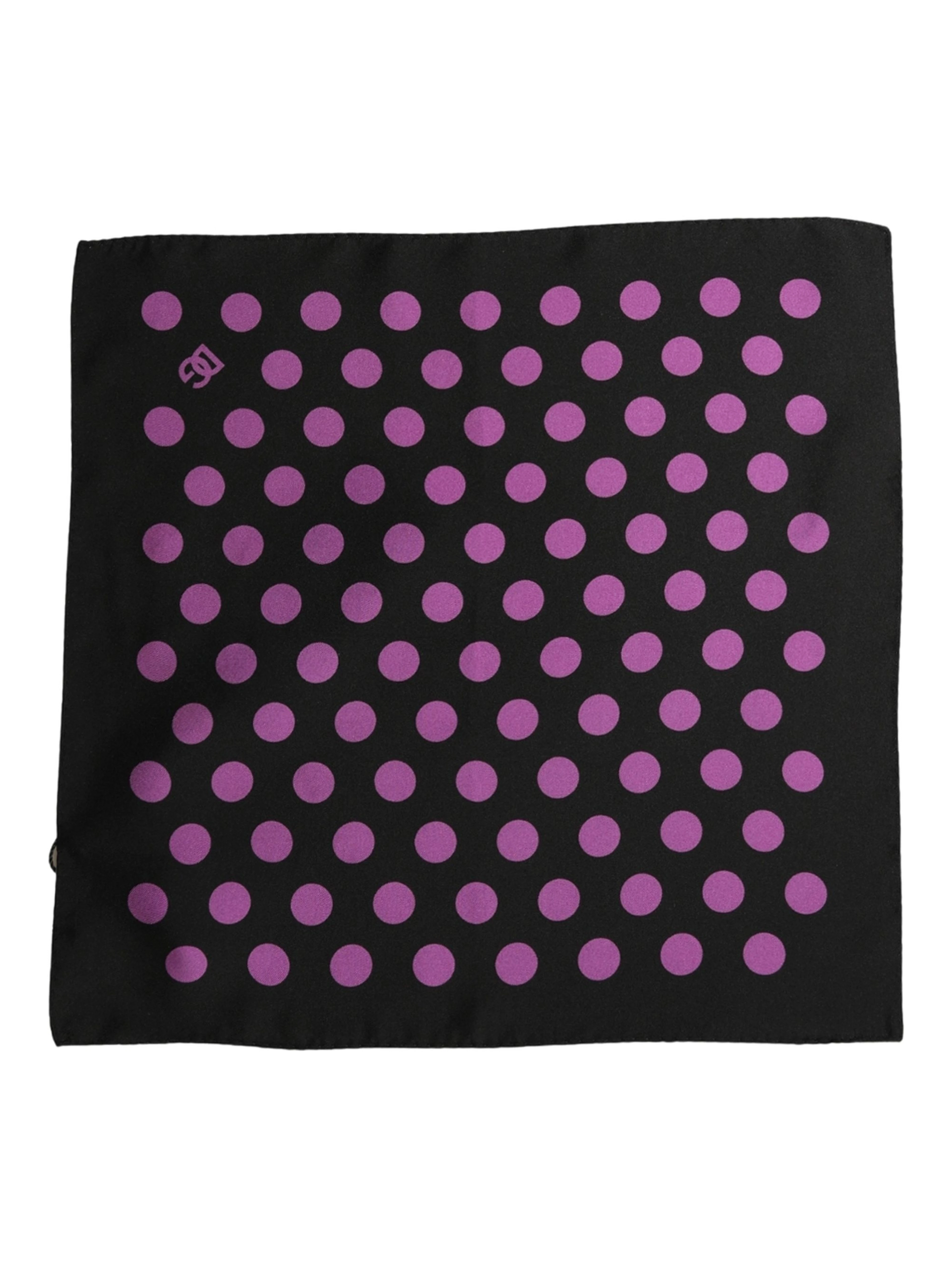 Purple Black Polka Dot Square Foulard Scarf