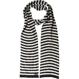 Black White Stripes Silk Knitted Shawl Scarf