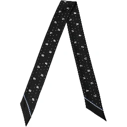 Black Silk DG Logo Men Skinny Shawl Scarf