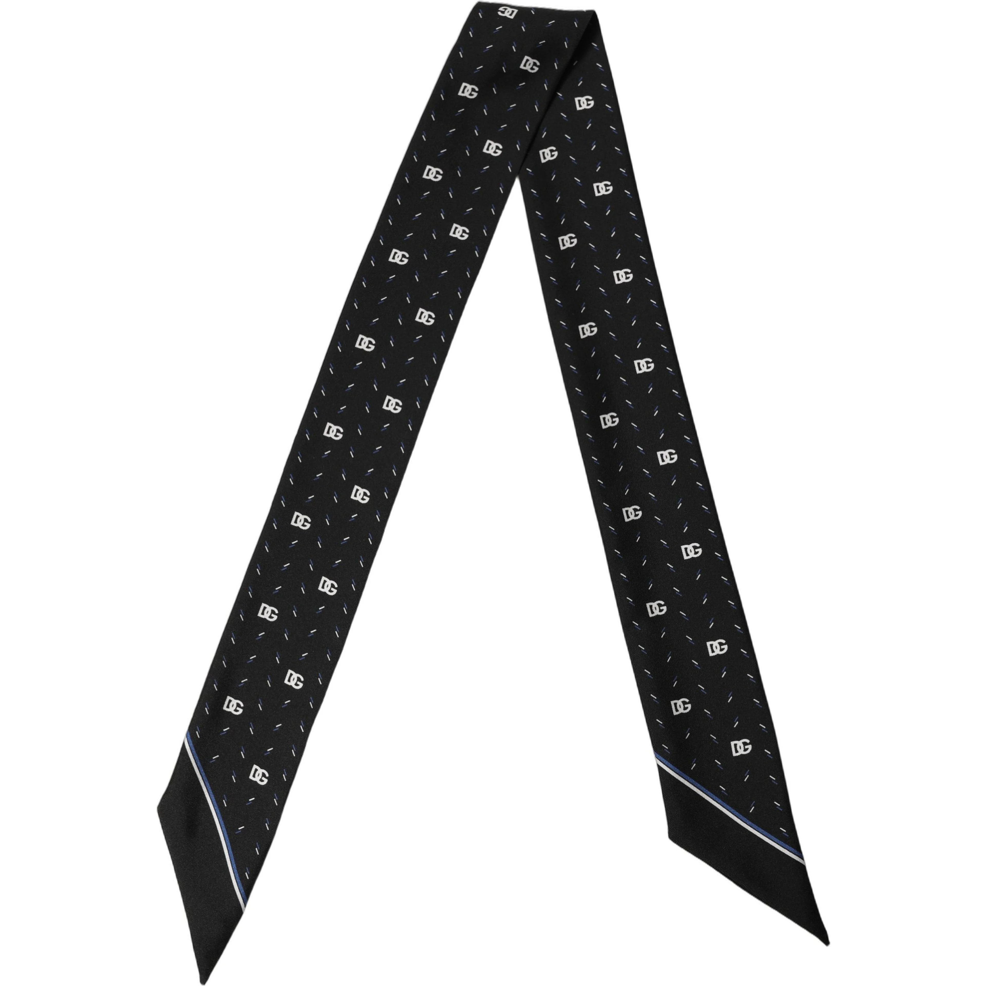 Black Silk DG Logo Men Skinny Shawl Scarf