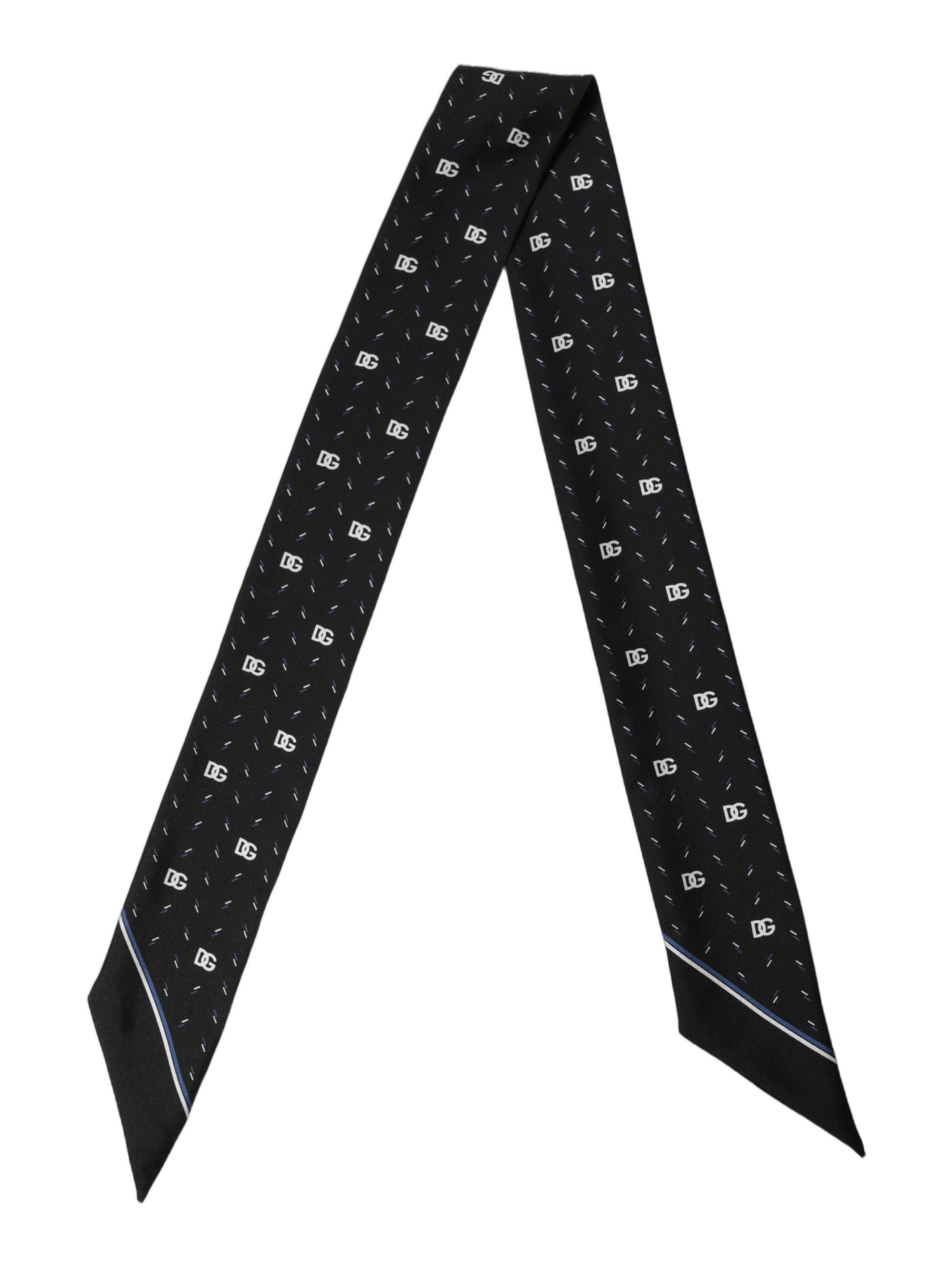 Black Silk DG Logo Men Skinny Shawl Scarf