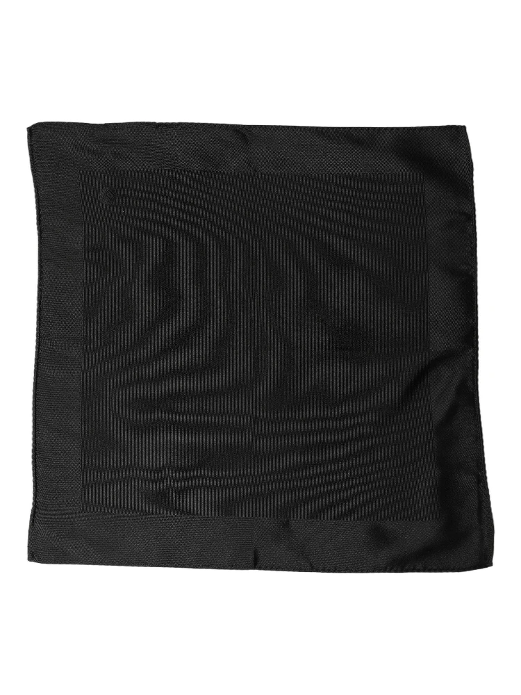 Black Silk Square Handerkerchief Pocket Scarf
