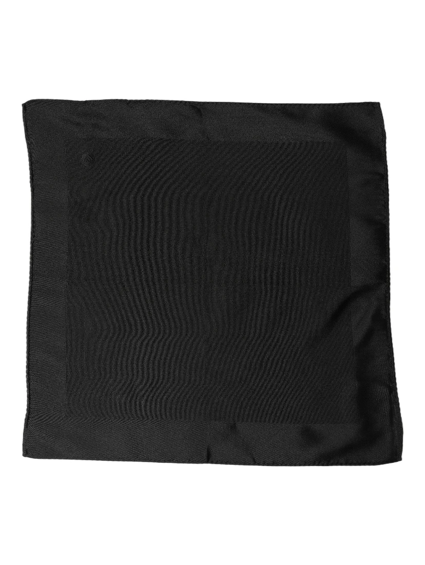 Black Silk Square Handerkerchief Pocket Scarf
