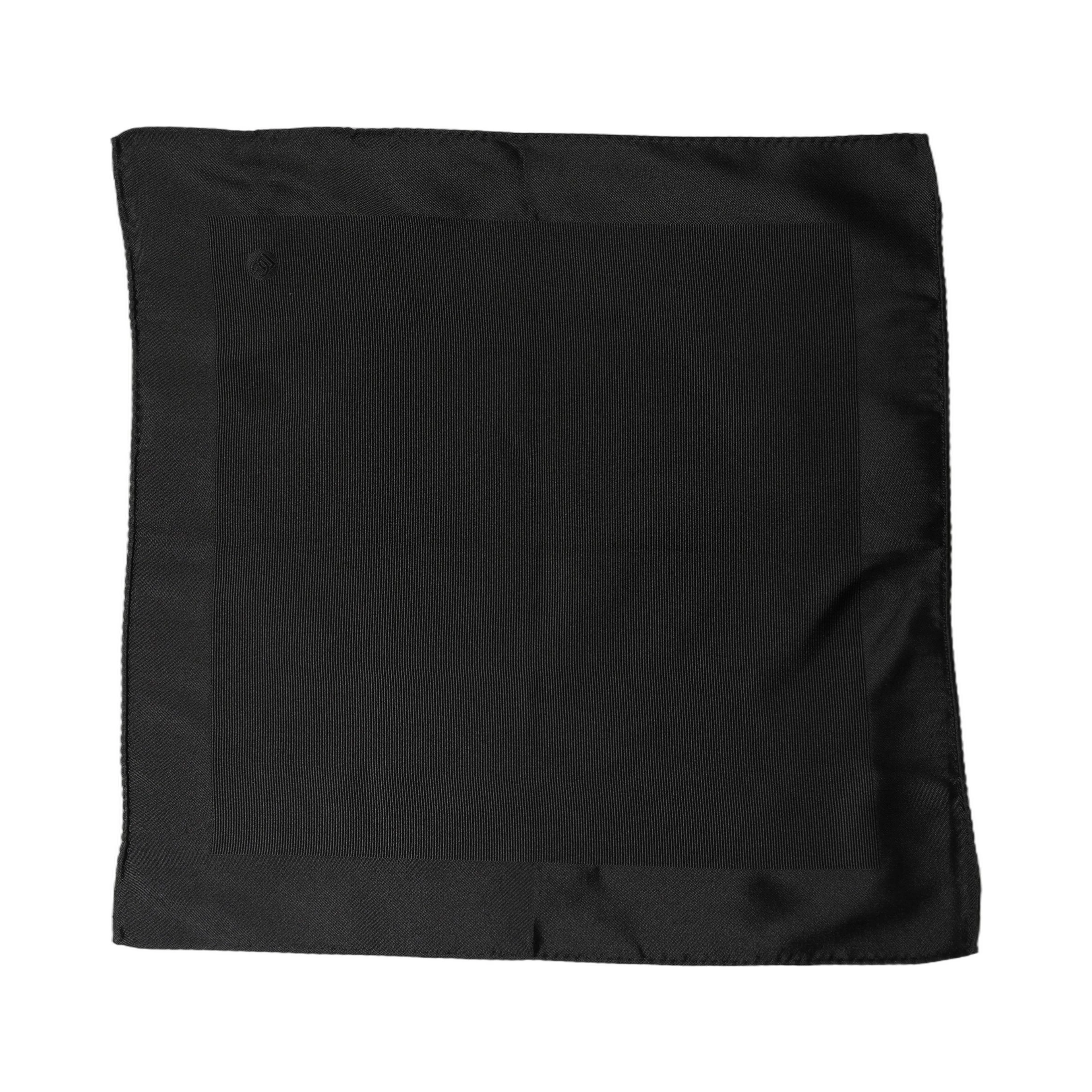 Black Silk Square Handerkerchief Pocket Scarf