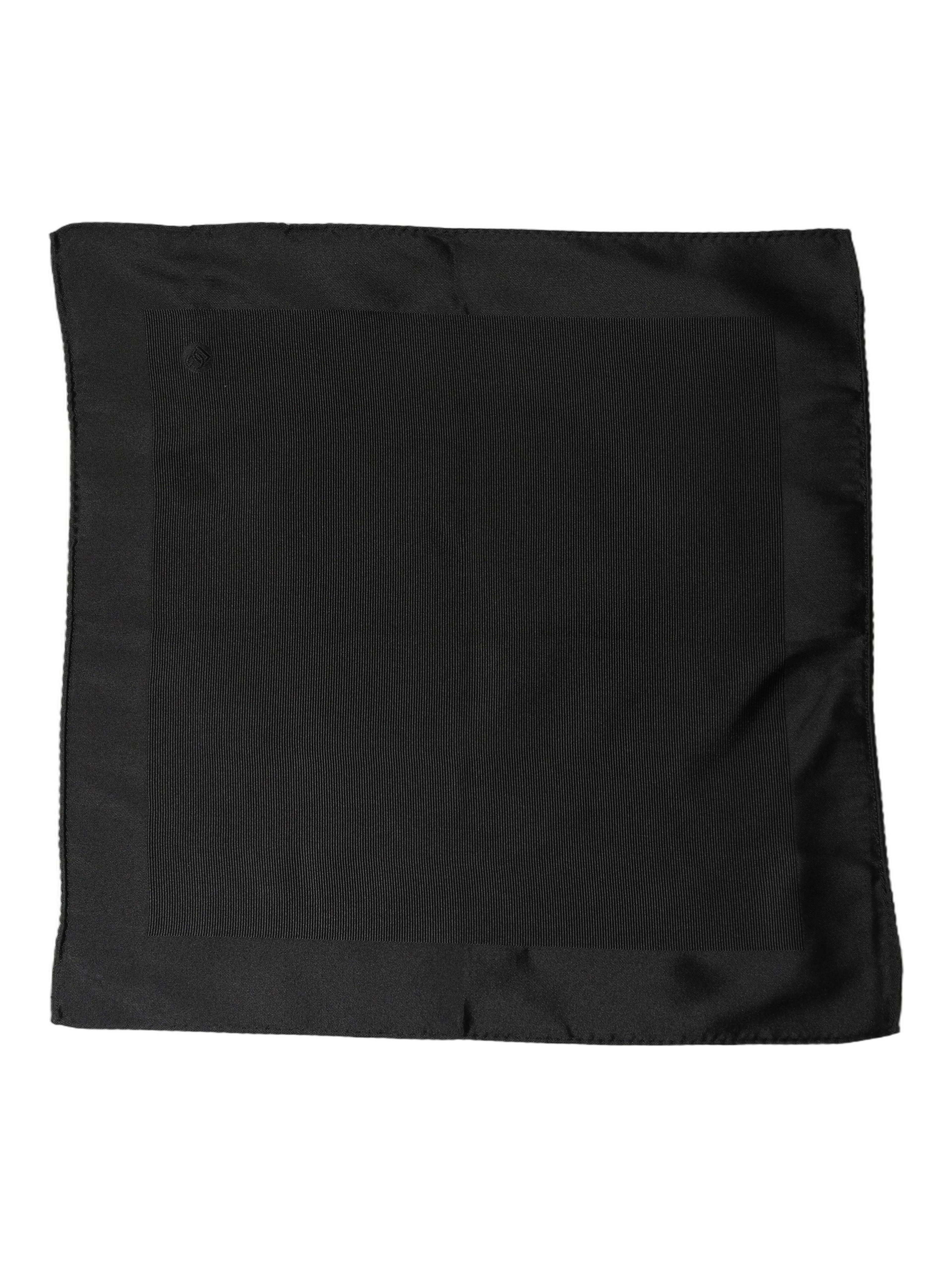 Black Silk Square Handerkerchief Pocket Scarf