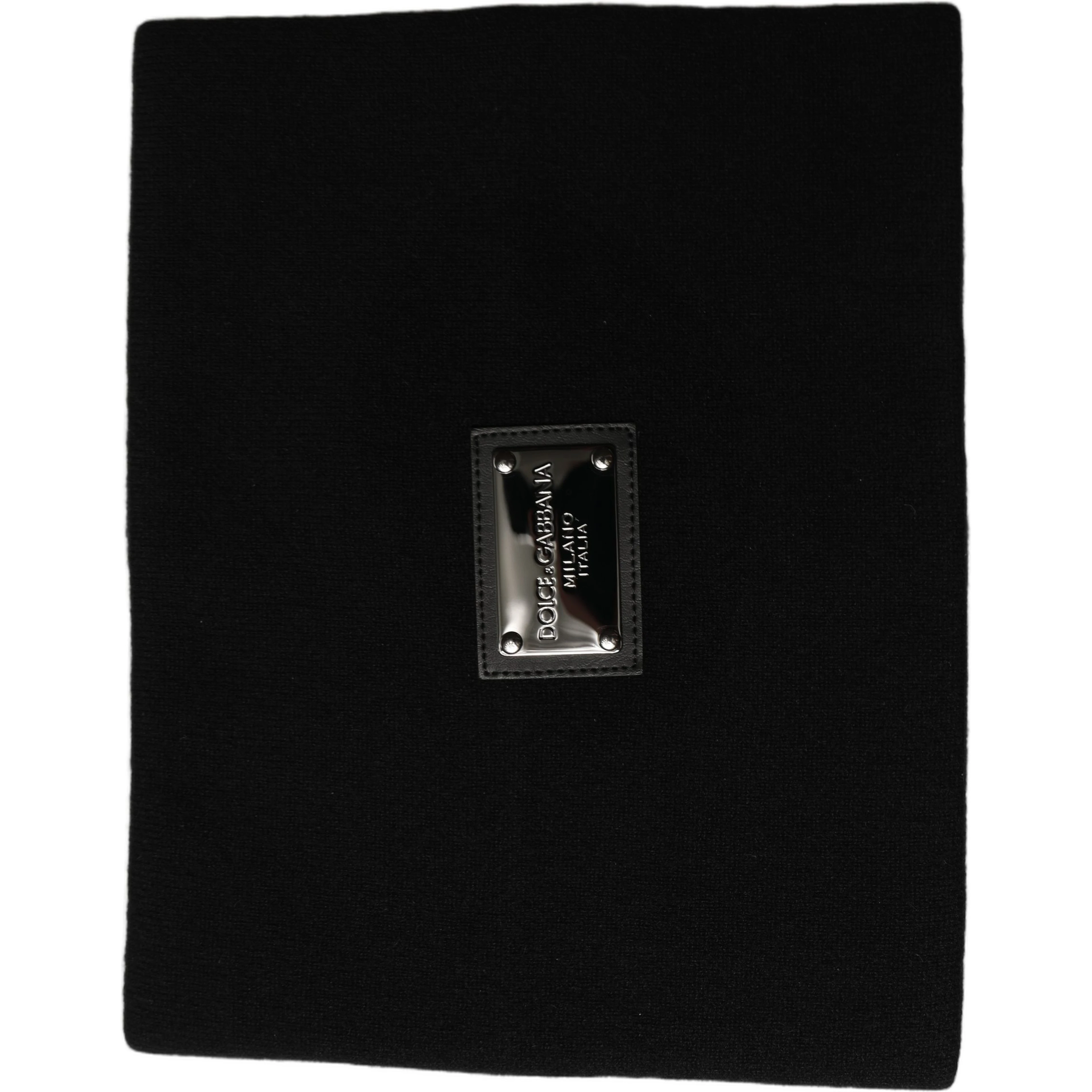 Black Cashmere Logo Plaque Neck Warmer Scarf