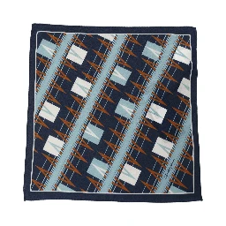 Navy Blue Abstract Square Pocket Foulard Scarf