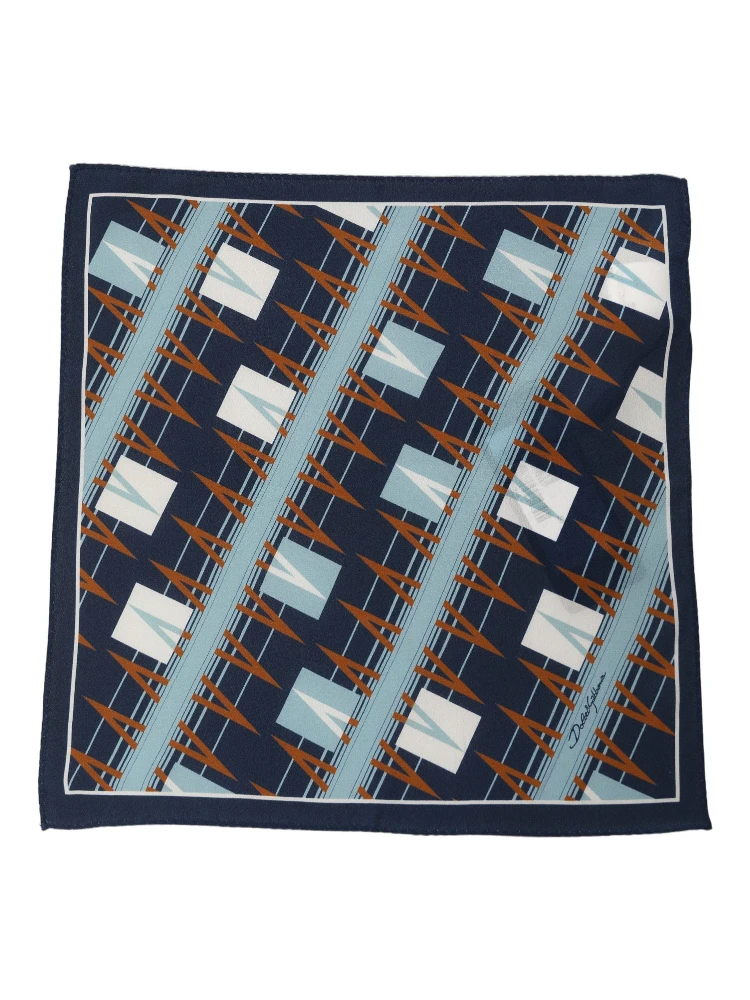 Navy Blue Abstract Square Pocket Foulard Scarf