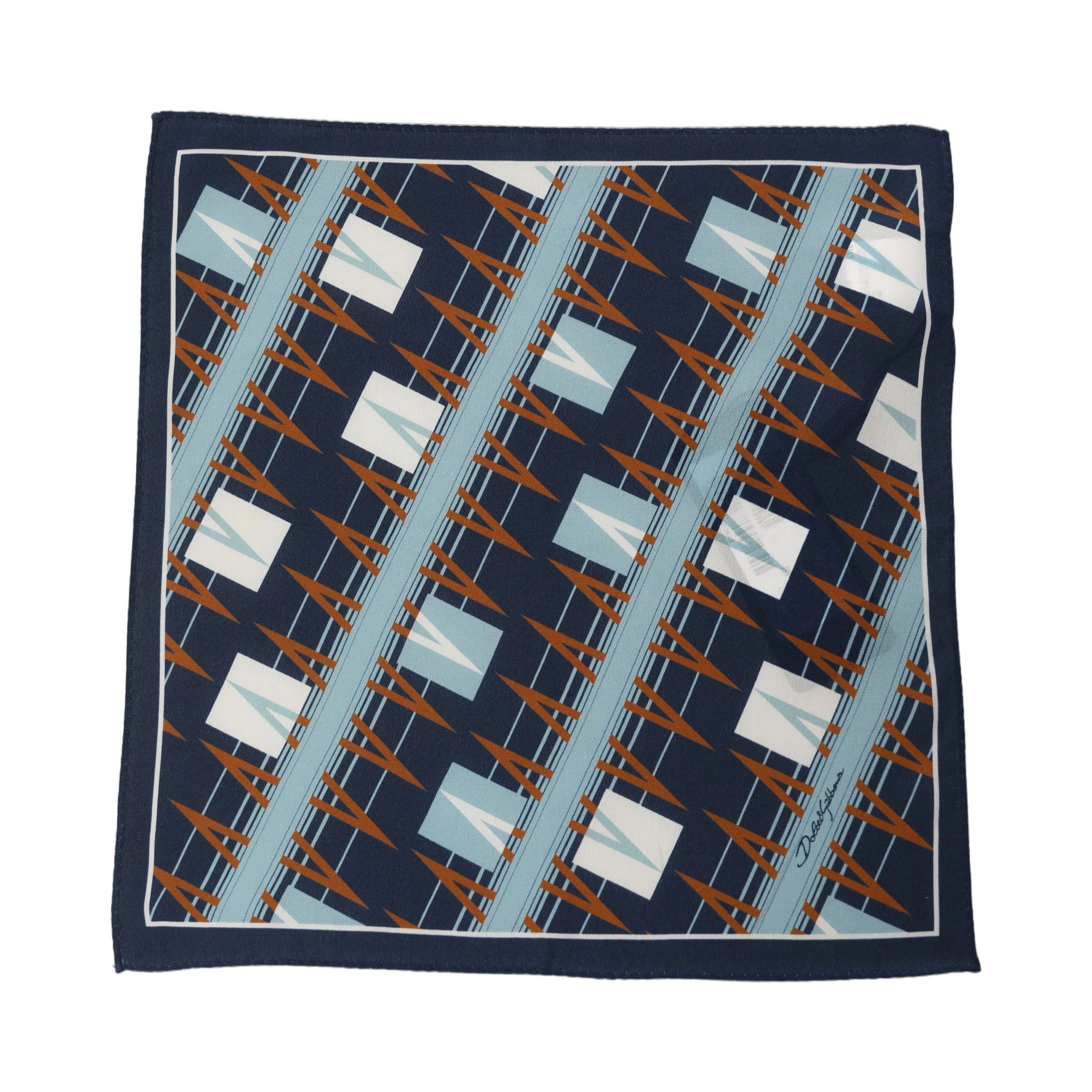 Navy Blue Abstract Square Pocket Foulard Scarf