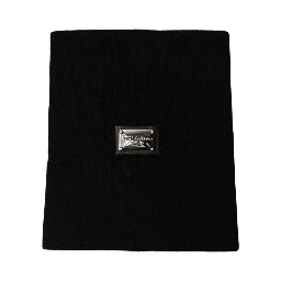 Black Cashmere Logo Plaque Neck Warmer Scarf