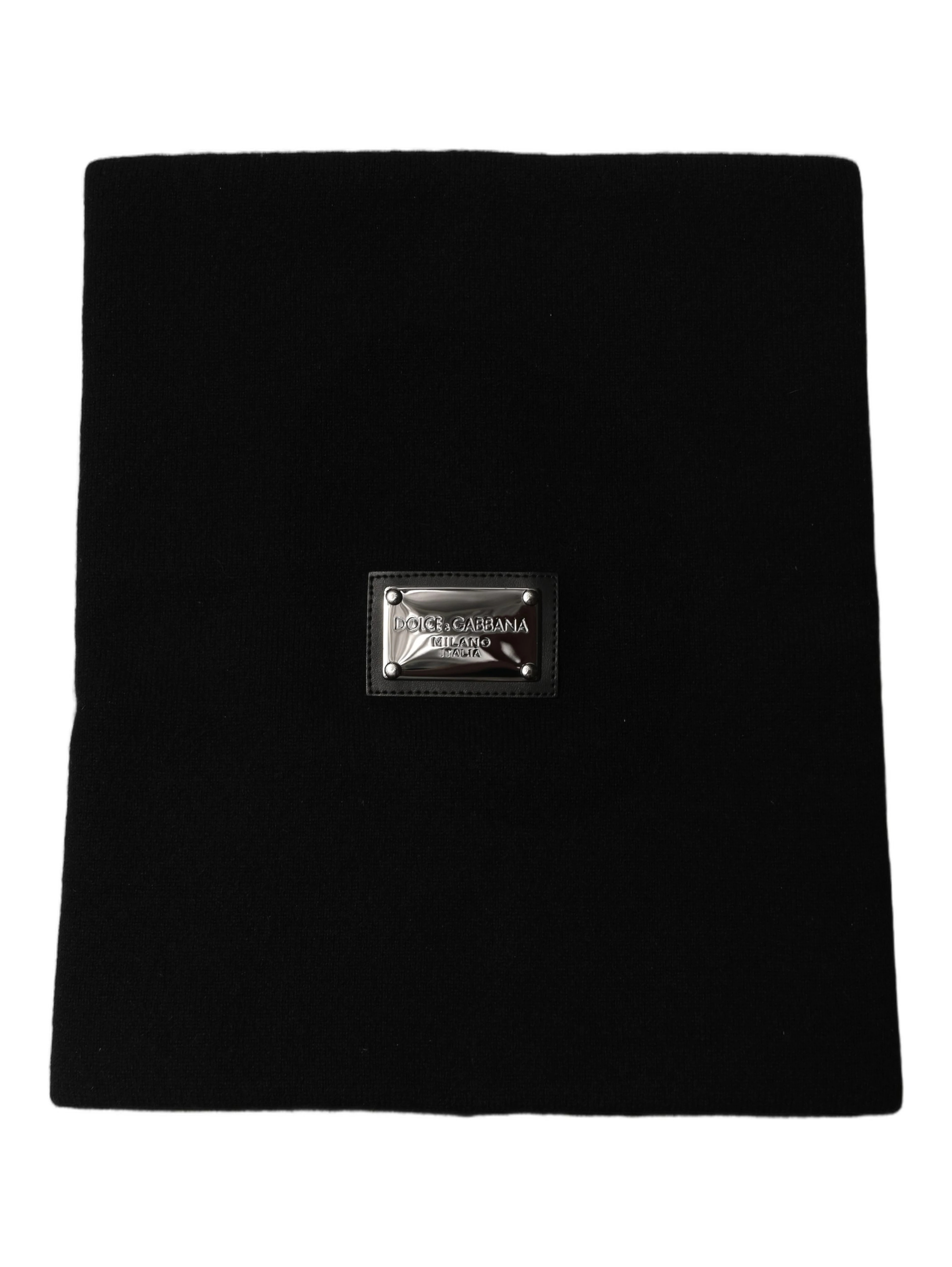 Black Cashmere Logo Plaque Neck Warmer Scarf