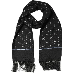 Black Silk DG Logo Men Fringed Shawl Scarf
