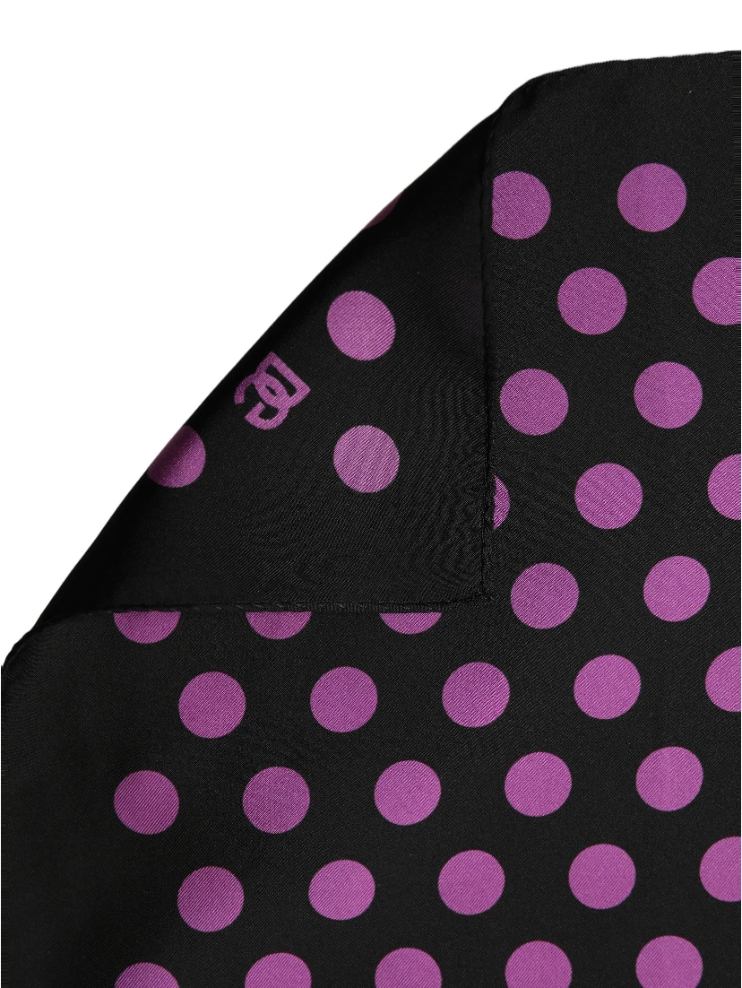 Purple Black Polka Dot Square Foulard Scarf