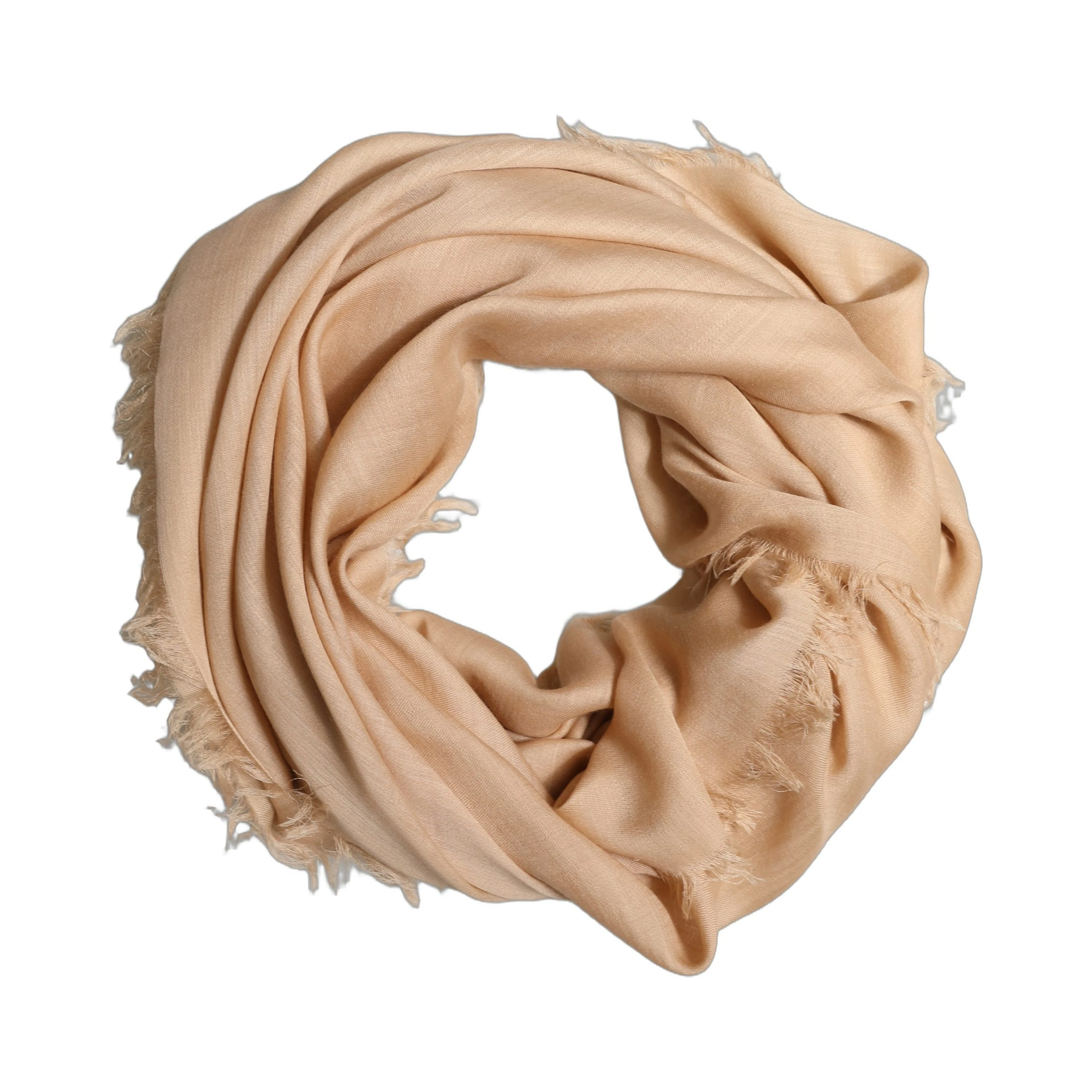 Beige Silk Wool Fringed Men Lace Stole Scarf