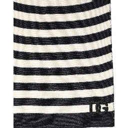 Black White Stripes Silk Knitted Shawl Scarf