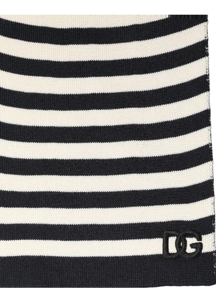 Black White Stripes Silk Knitted Shawl Scarf alternative