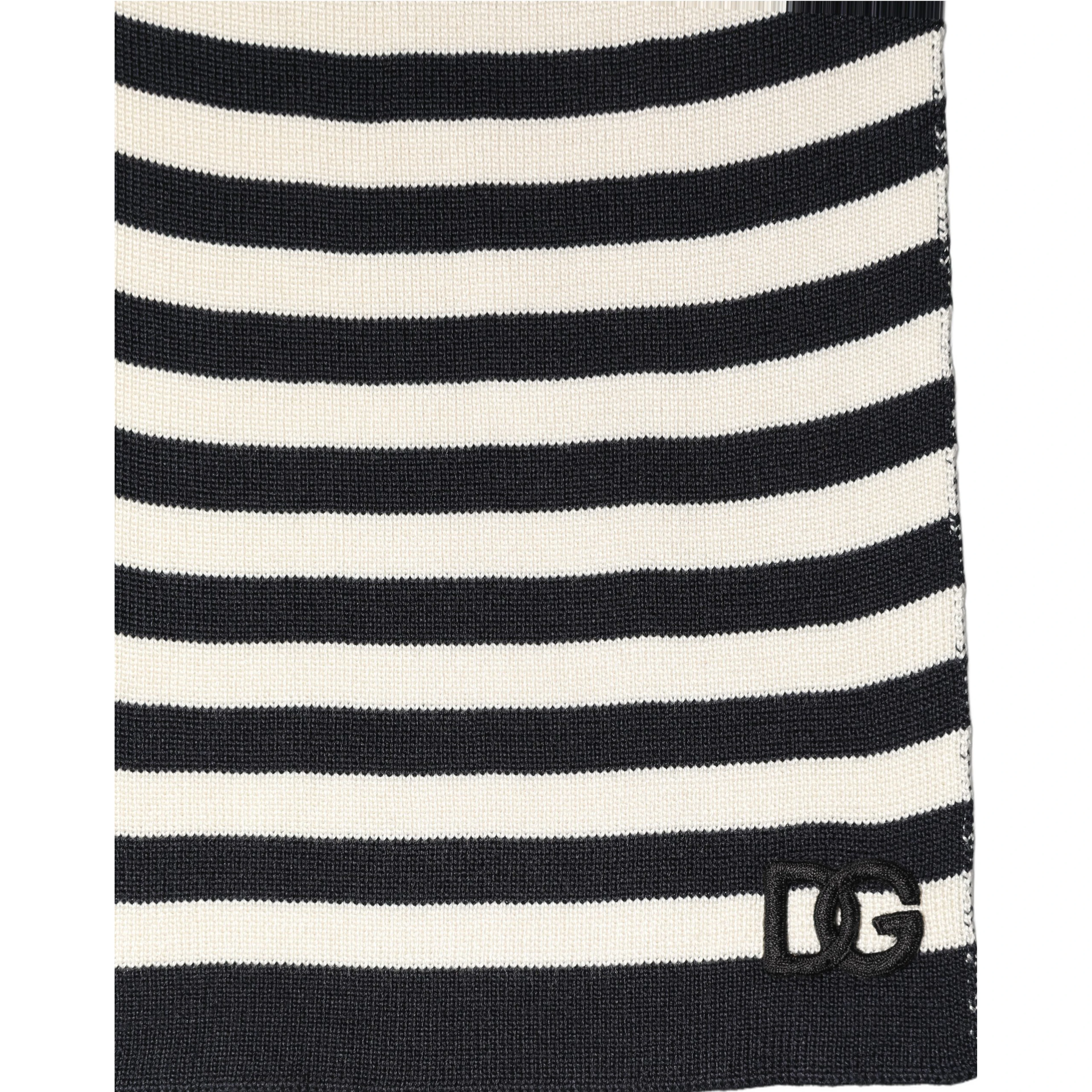 Black White Stripes Silk Knitted Shawl Scarf
