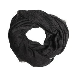 Black Silk Wool Fringed Men Lace Stole Scarf