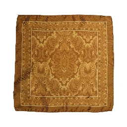 Brown Silk Damask Pocket Square Foulard Scarf
