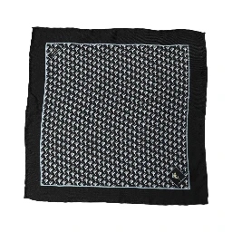 Black Silk Geometric Handkerchief Pocket Scarf