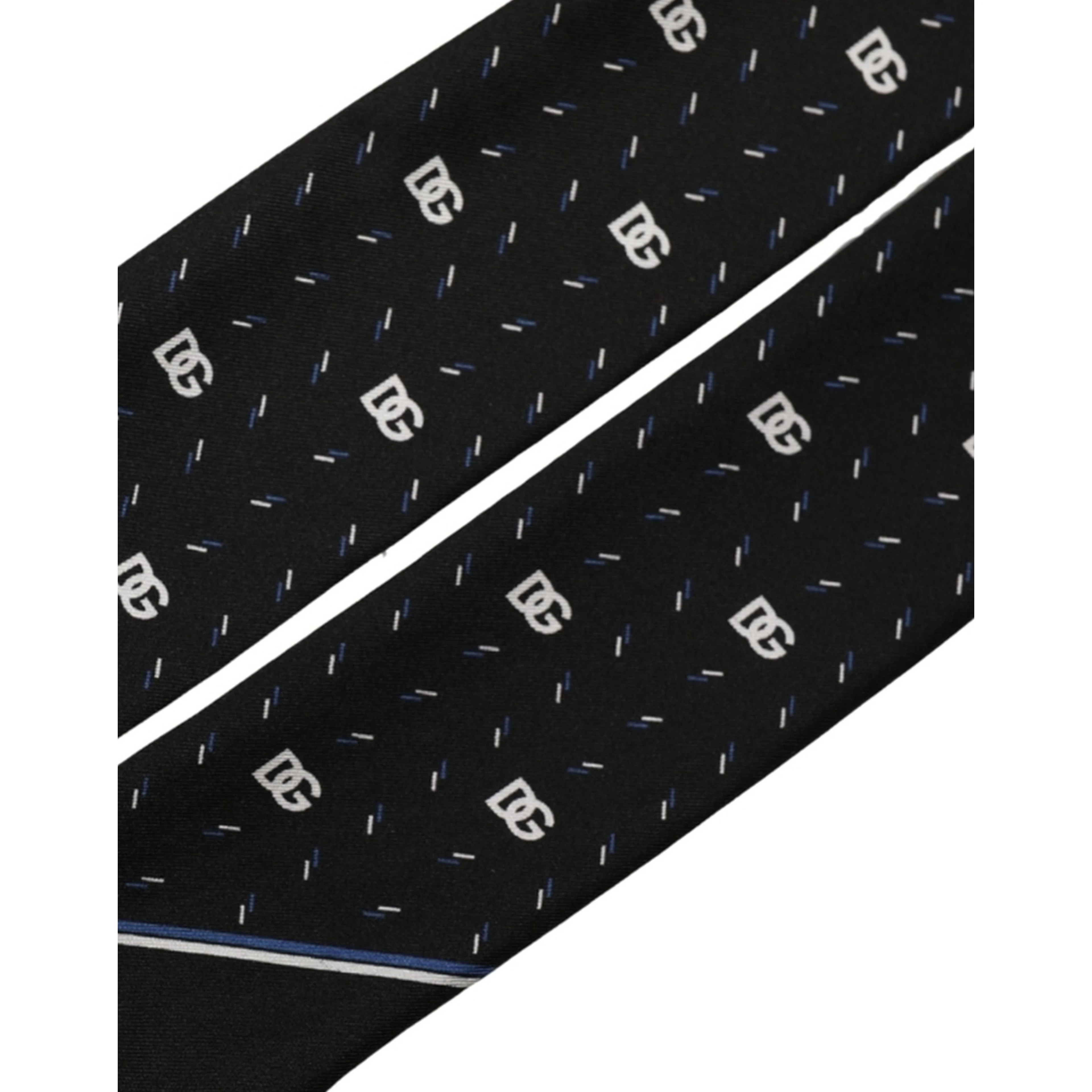 Black Silk DG Logo Men Skinny Shawl Scarf
