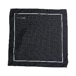 Blue Silk Polka Dot Handkerchief Pocket Scarf