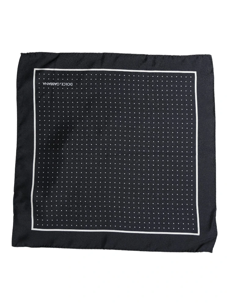 Blue Silk Polka Dot Handkerchief Pocket Scarf