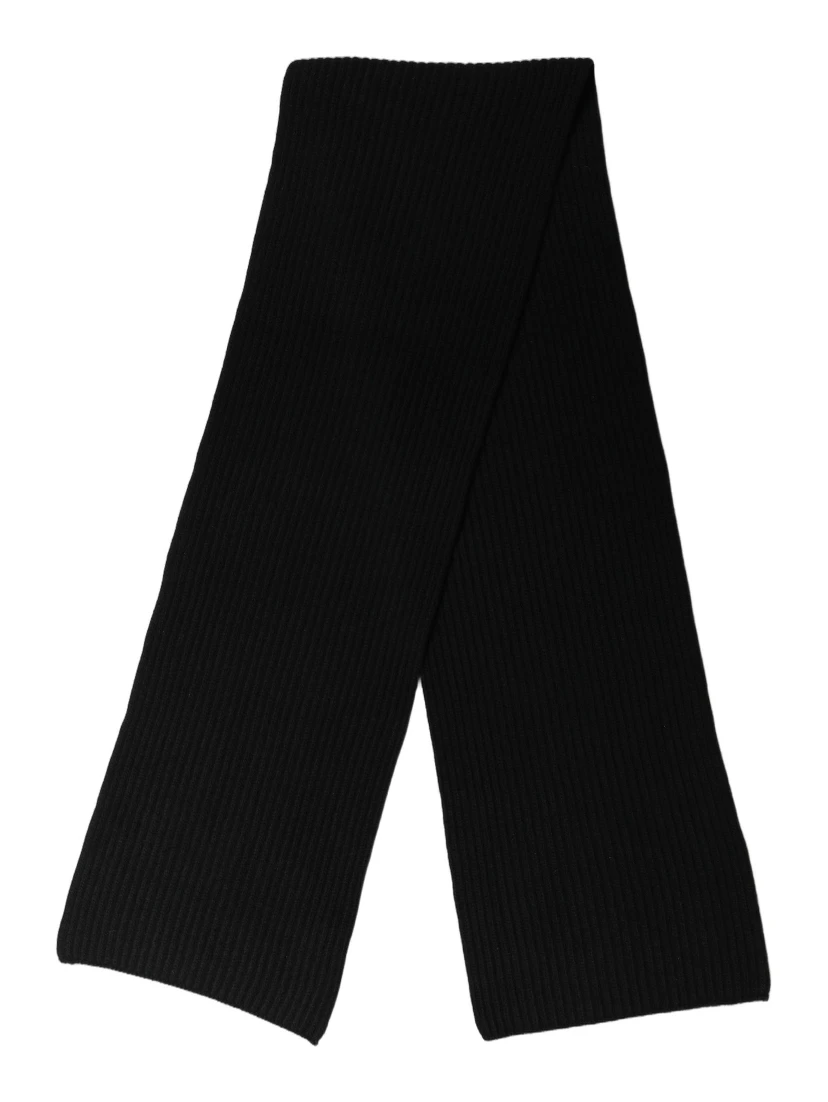Men Black Wool Knitted Neck Shawl Scarf