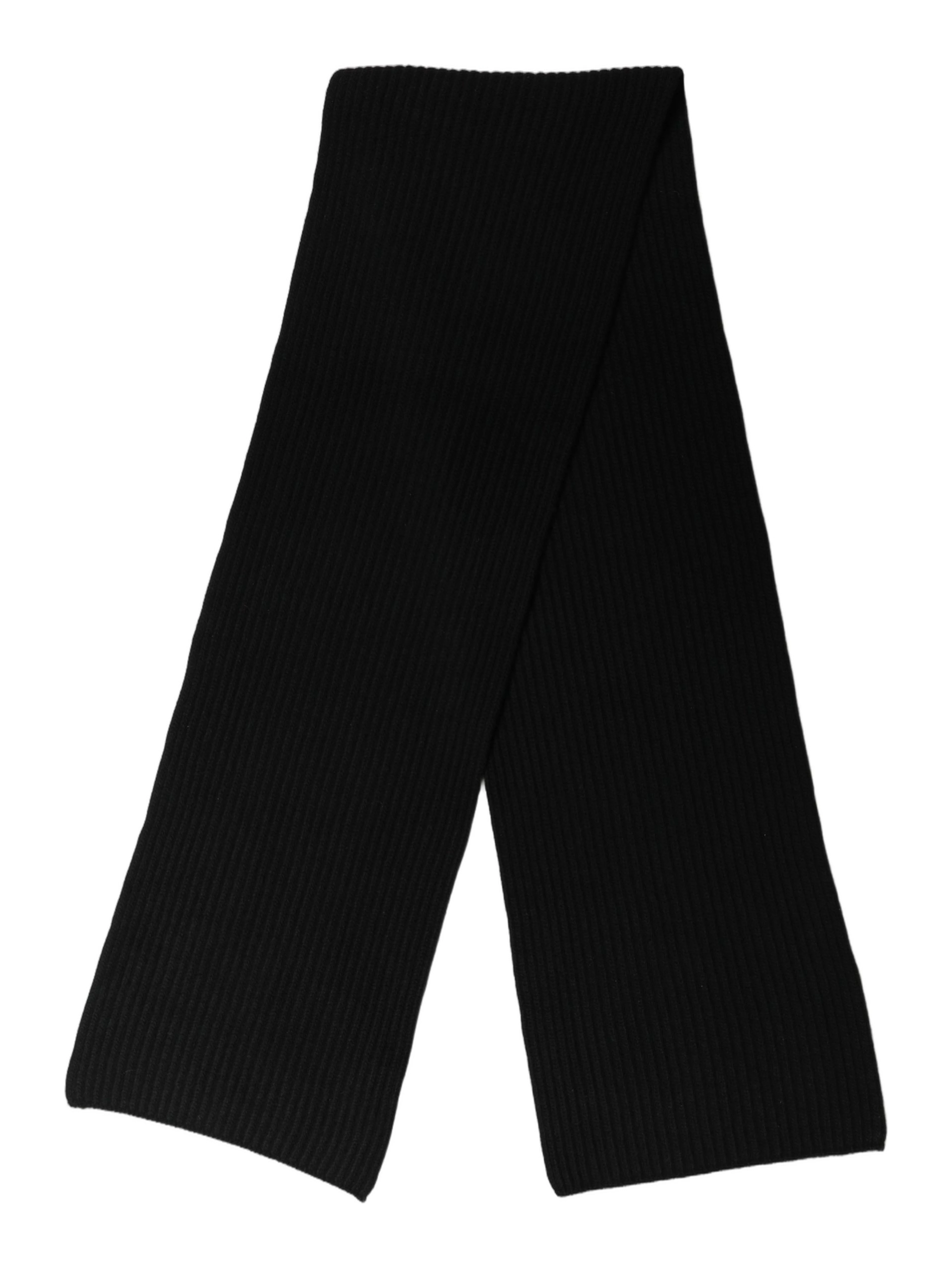 Men Black Wool Knitted Neck Shawl Scarf