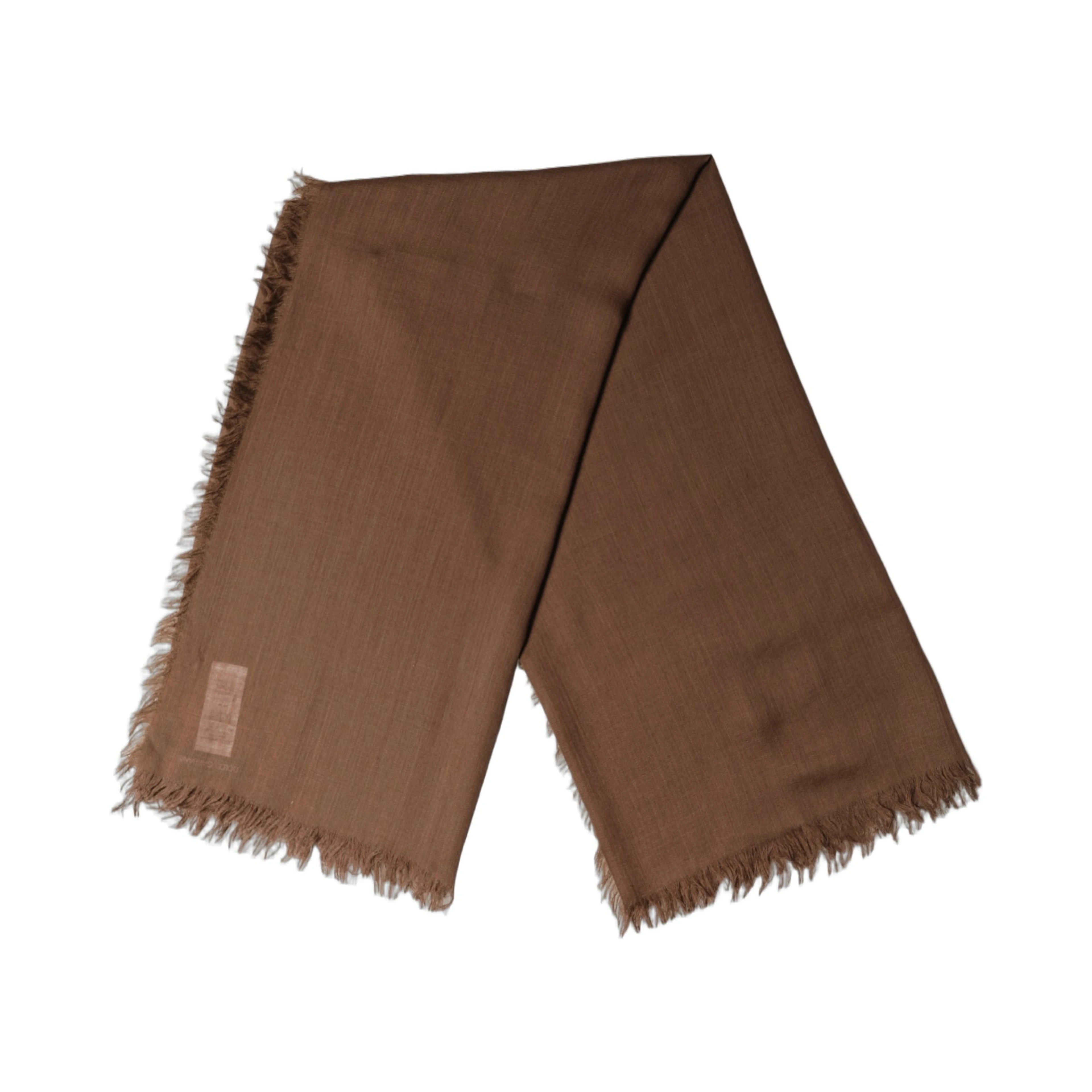 Brown Silk Wool Fringed Men Lace Stole Scarf