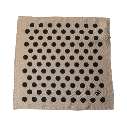 Beige Black Polka Dot Square Foulard Scarf