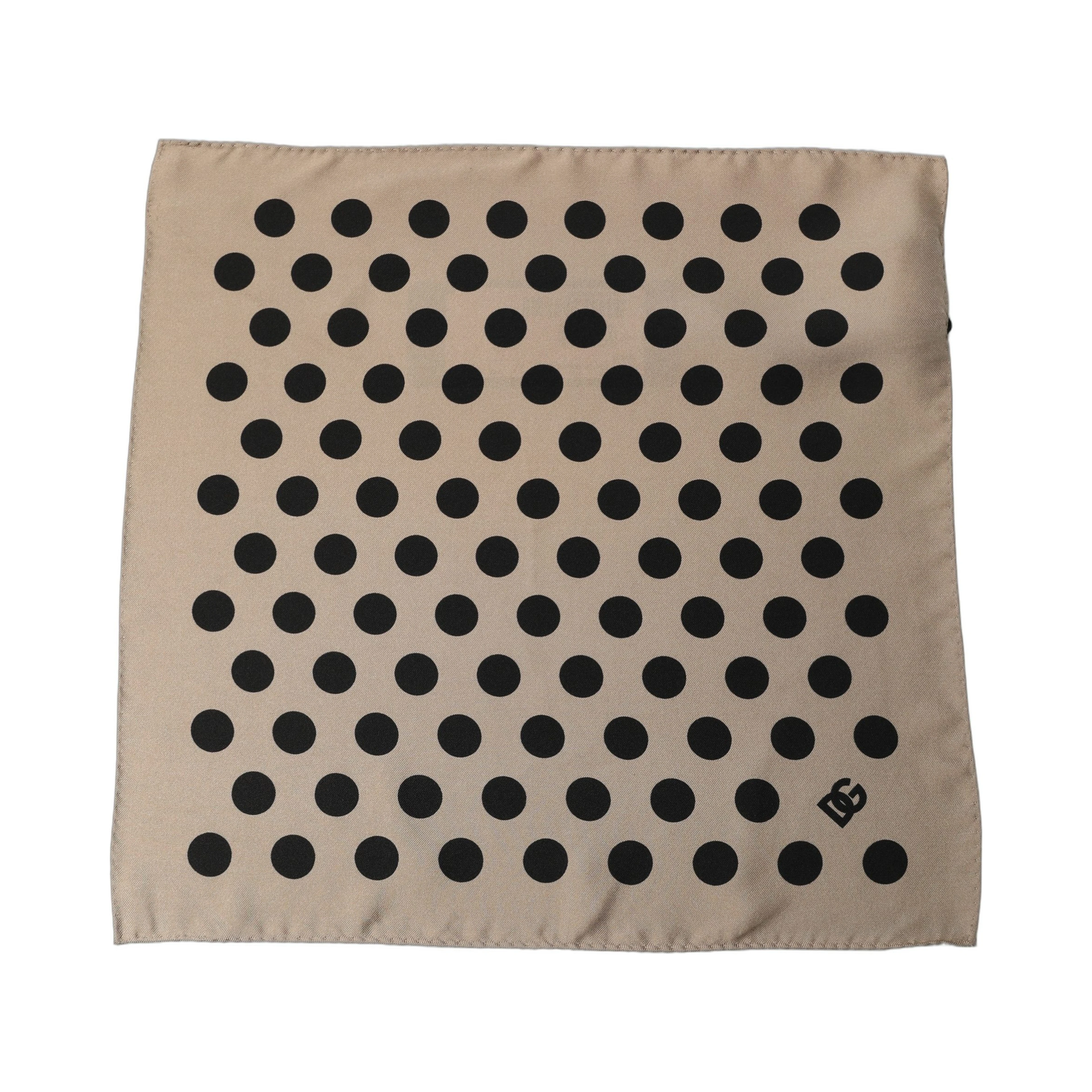 Beige Black Polka Dot Square Foulard Scarf