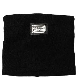 Black Cashmere Logo Plaque Neck Warmer Scarf