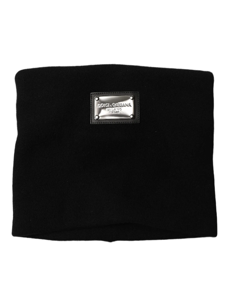 Black Cashmere Logo Plaque Neck Warmer Scarf alternative