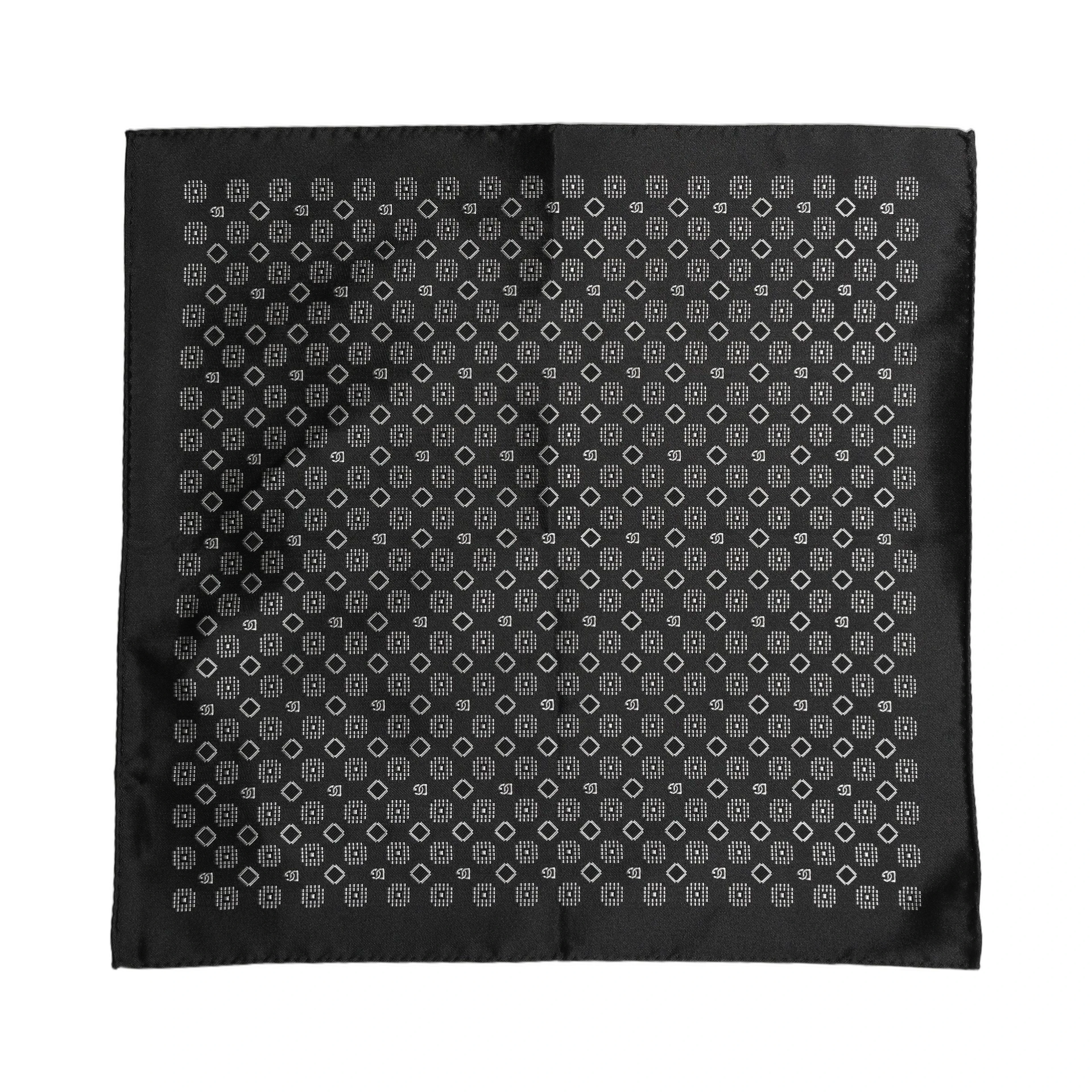 Black White Patterned Pocket Square Scarf